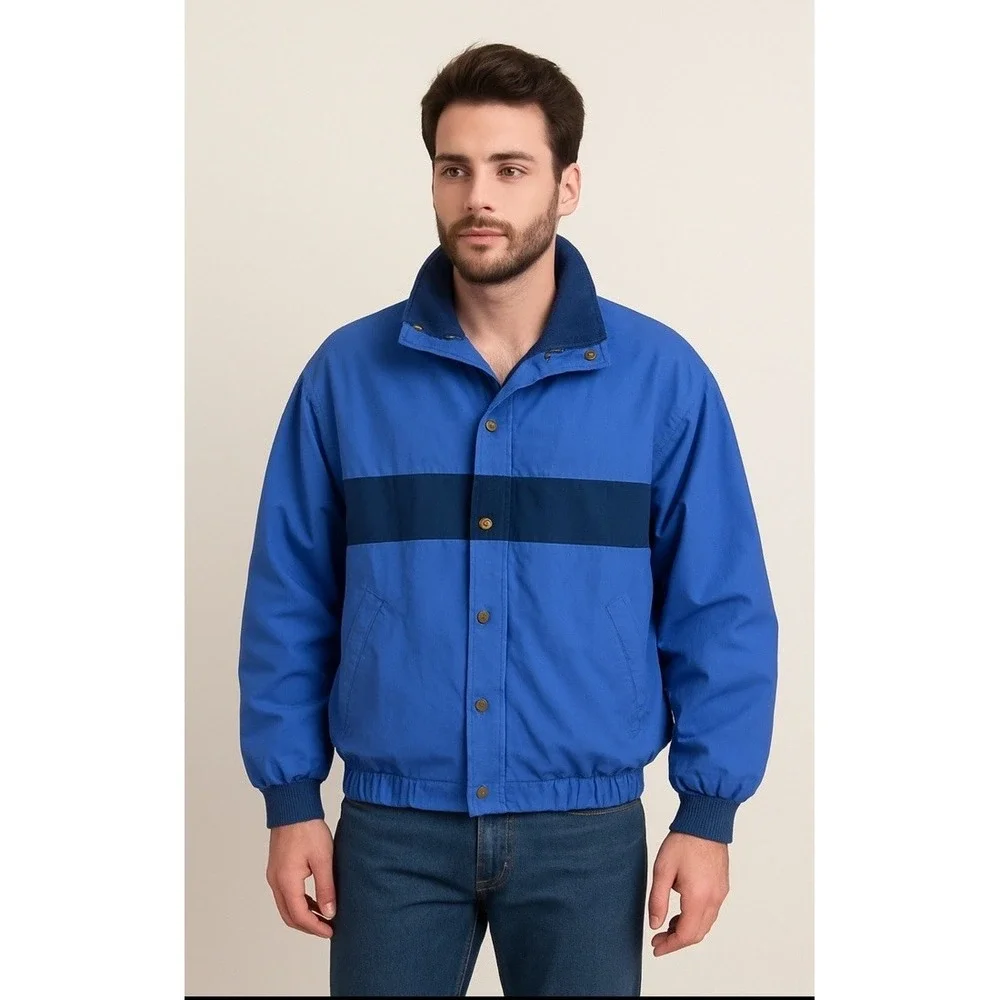 Eastern Mountain Sports EMS Jacket Mens Large Blue Full Zip Mock‎ Neck Pockets